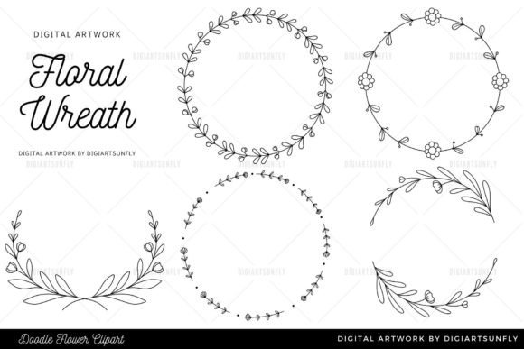 Download Flower Wreath Clipart/Hand Drawn - Hand Collection